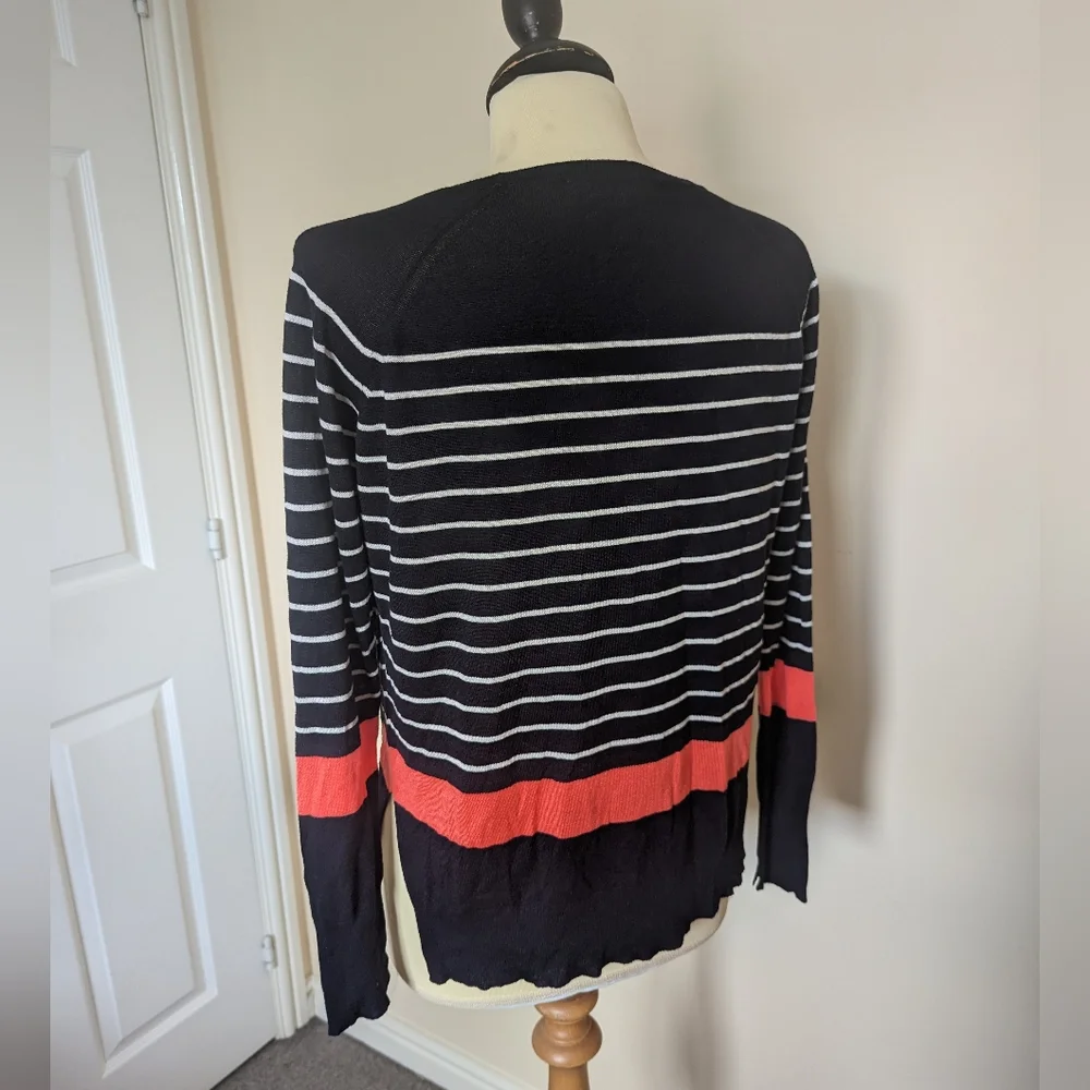 Zara knit jumper striped coral white black size S - Picture 5 of 6